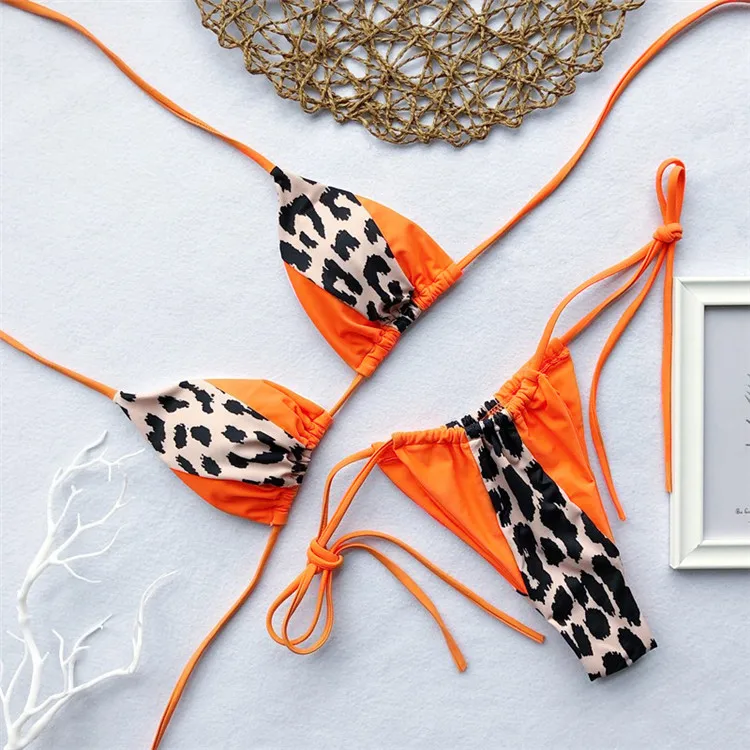 

QY4374-1 Free Shipping Swimming Suit Women Leopard Print Extreme Micro Bikini