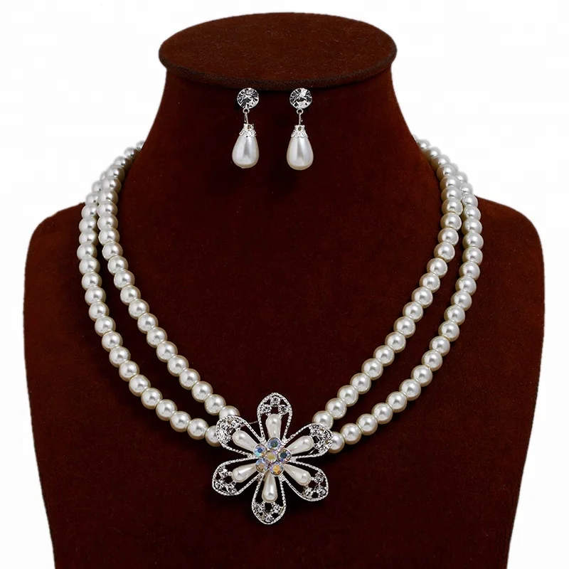 

45 + 6m 85g Ivory Bridesmaid Pearl Jewelry Necklace Earrings Set, White