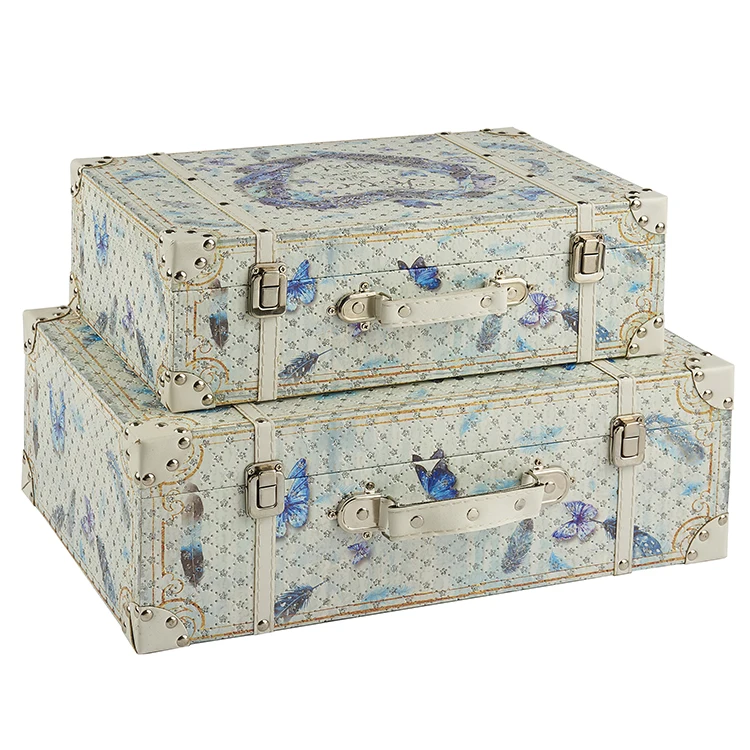 
Vintage style retro printed butterfly suitcase for travel 