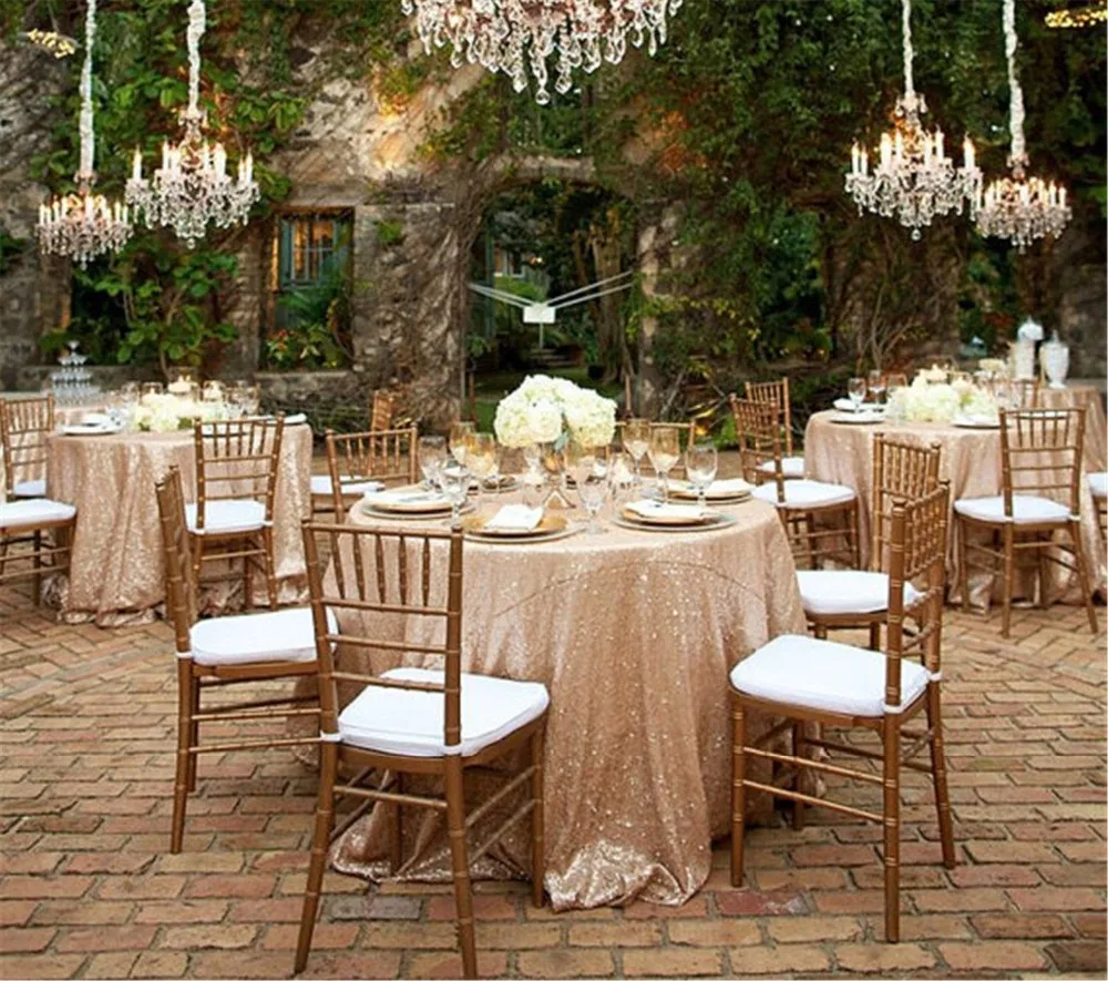 Best Choice 108inch Round Sequin Table Cloth Sparkly Champagne 81bnuuq3r0l