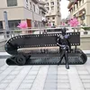 2020 World Expo metal street film bench with man sculpture in Shopping mall street.