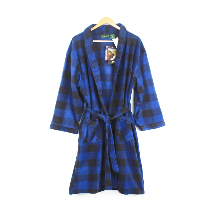 

wholesale multi colors custom warm polar fleece plaid mans bathrobe, Stock color