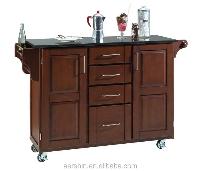 
American solid wood kitchen cabinets modern kitchen island with wheels 
