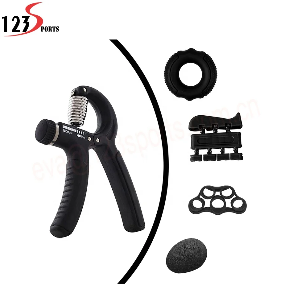 

Hand grip strengthener and finger exercise resistance band