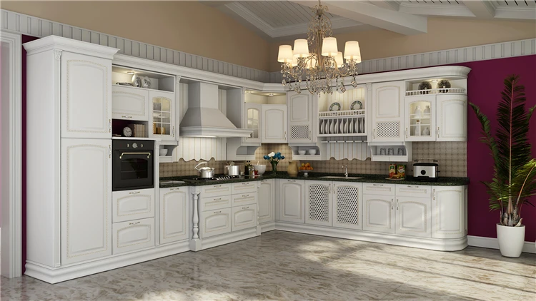 Italian Modern Design White Solid Wood Kitchen Cabinets In China