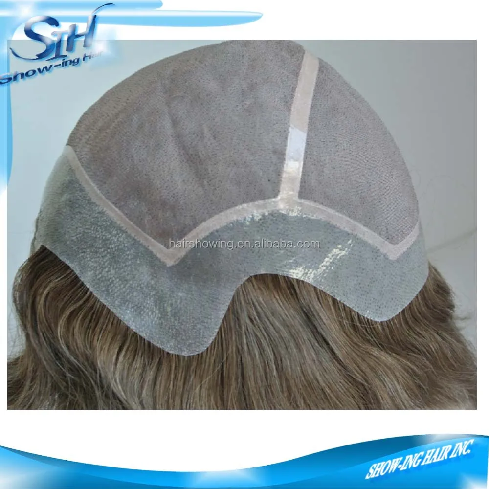 fine mono with pu around front lace full cap toupee for man