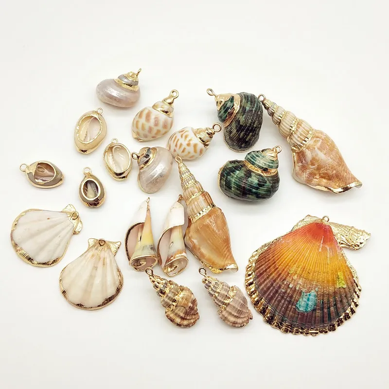 

Wholesale Gold Plated Cowrie Shell Pendant Charms Handmade DIY Jewelry Making