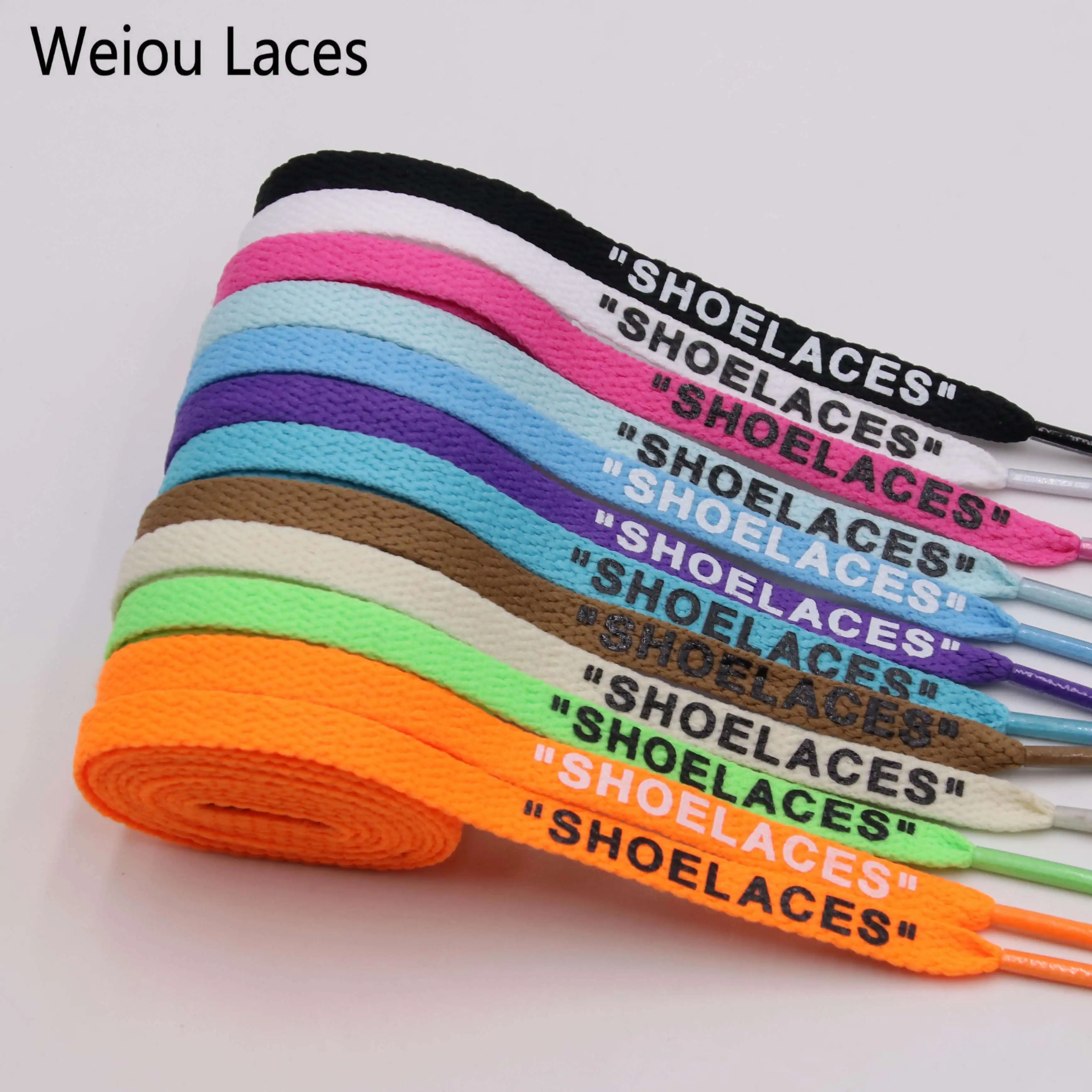 

Weiou Flat Mesh Printing Shoelace Multicolor Options For Adults&Kids Running Shoes Sneaker Fashion Bootlace 120cm, Black,white,green and orange ,customized color