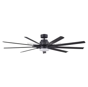 72 Inch Dc Brushless Motor Ceiling Fan Big Ceiling Fan With Rf Remote Plastic Blade Black Color