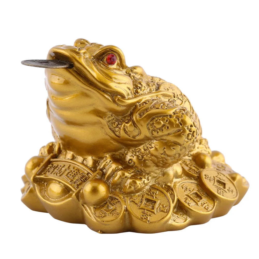 Money Frog FengShui Toad Chinese Golden Fortune Toad Lucky Wealth Ornament Craft 