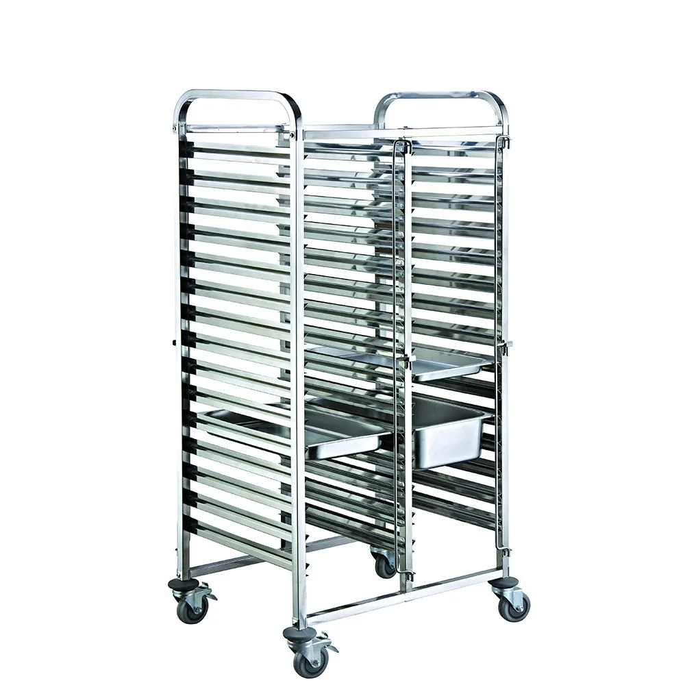 16Tiers Stainless Steel Bakery Cooling Rack Trolley Kitchen Trolley for