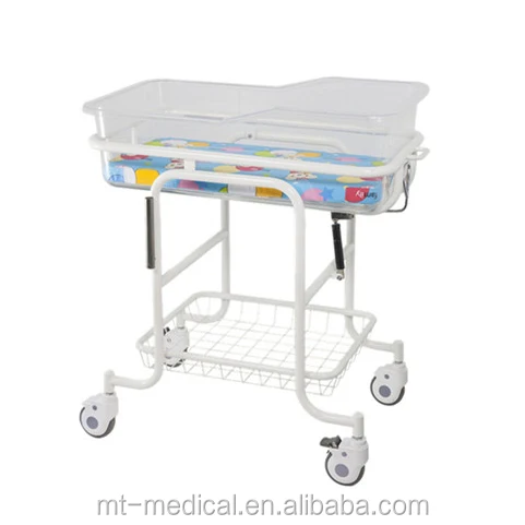 Hospital furniture two crank manual baby cots cribs children metal bed With Siderails