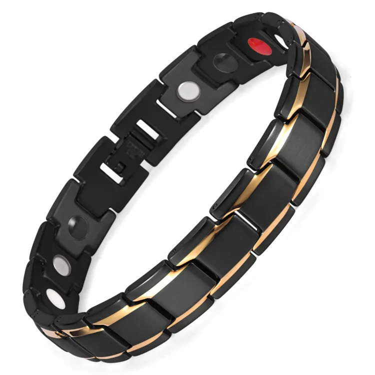 

316L Stainless Steel Magnetic Therapy Bracelet Pain Relief 4 in1 Bio 3500 Gauss Elements for Arthritis and Carpal Tunnel