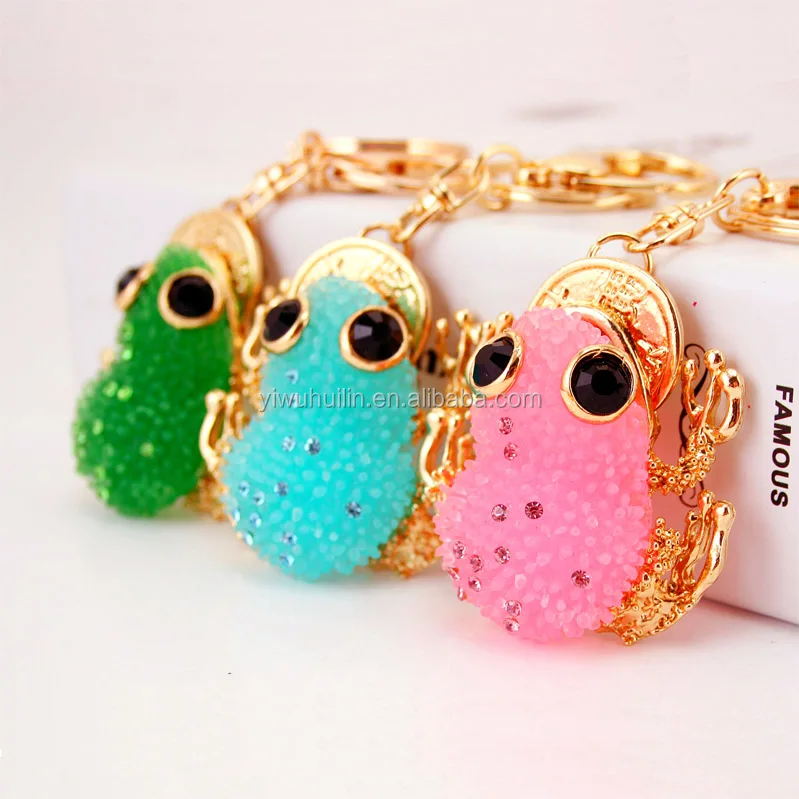 

YS445 Fashion Jewelry Multicolor Resin gold plated Lucky resin gold toad frog Fengshui key chain, Toad key chain