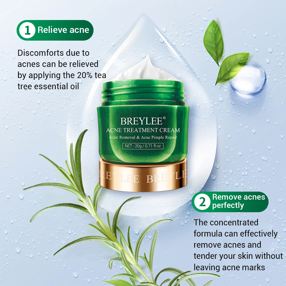 

BREYLEE Natural Tea tree acne cream treatment removal free shipping