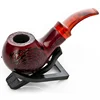EKJ-8024 Dull Red Short Flowers Carved Smoking Pipes Solid Wood Tobacco Pipes Wholesale