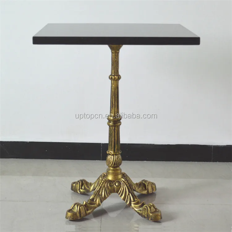 
(SP RT222) Antique Coppered metal base marble table for restaurant cafe  (60547645912)