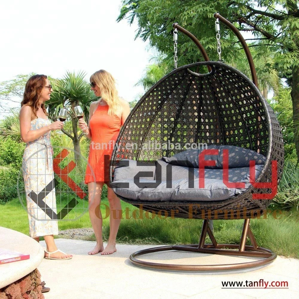 
Patio Rattan Garden Wicker Outdoor Furniture Double Seater Outdoor Hammock Egg Hanging Swing Chair 