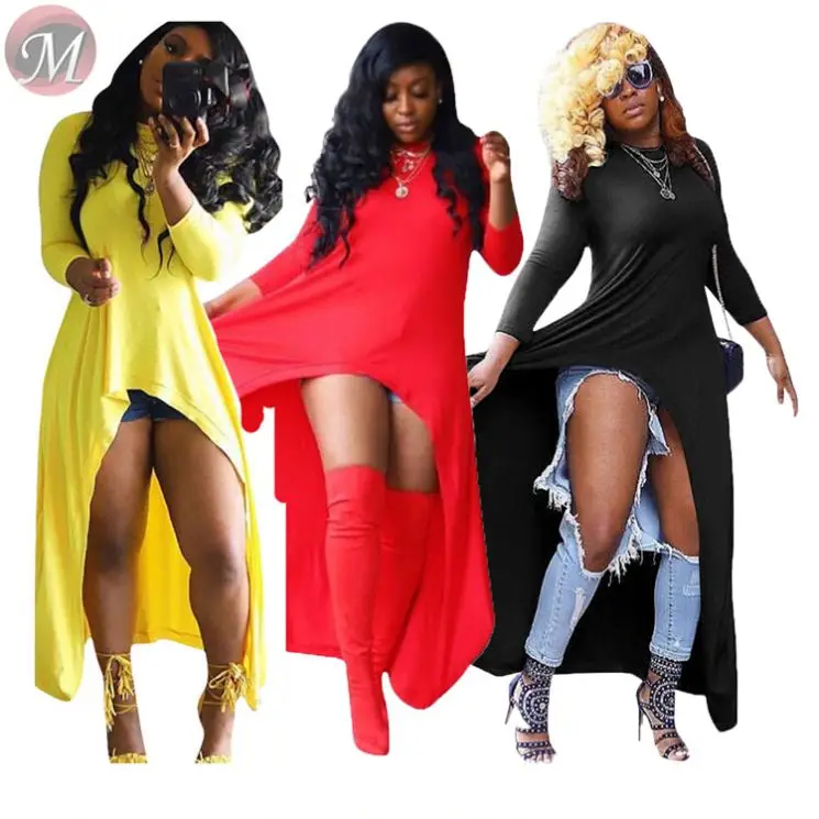 9062411 queenmoen fashion solid color design lady front short long back three quarter sleeve blouse