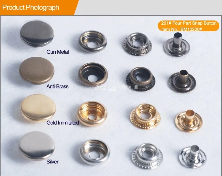 Four Parts Ring Metal Snap Button For Garment Bm10200# - Buy Snap ...