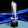 hot sale new arrival fire clear crystal trophy with black crystal base