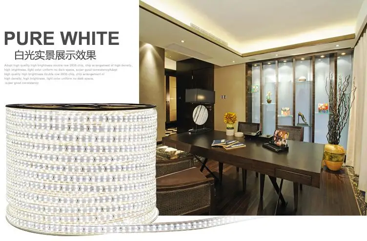 Waterproof 180leds/m Warm White Outdoor Double Row 220V 2835 Led Strip Light