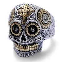 

925 Sterling Silver Men Male Skull Jewelry, Skull Head Biker Skull Ring for Man
