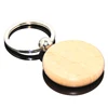 Promotional Circle Round Shaped Natural Wooden Material Metal Key Ring Chain Wholesale OEM Custom Carving Blank Wood Keyring