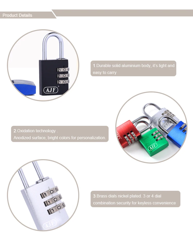 AJF Useful avoid risk of theft Multi color safety waterproof  padlock