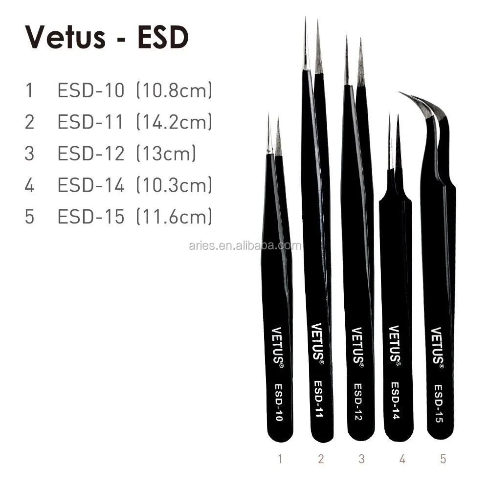 Vetus Esd Series Tweezers Esd10,Esd11,Esd12,Esd13,Esd14,Esd15,Esd