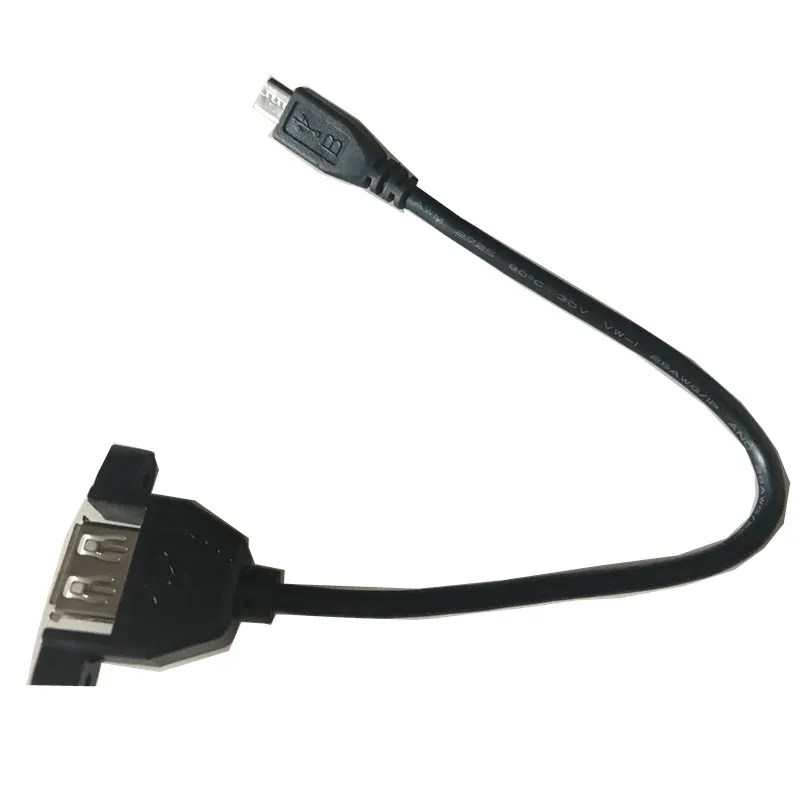 

30cm Micro usb 5pin male to USB 2.0 A female with panel screw cable 2019, Black