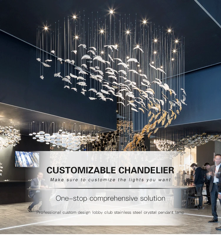 One-stop professional customization feather shape style hotel club art decoration pendant