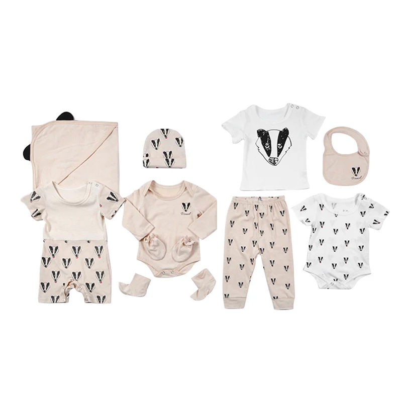 

Natural Colored Cotton Newborn Baby Clothes, Green/white/ light brown