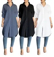 

8797 Plus size long shirts women loose cotton blouses 2018 new designs