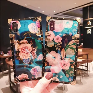 Vintage Rectangle Square Flower Painting Phone Case iPhone