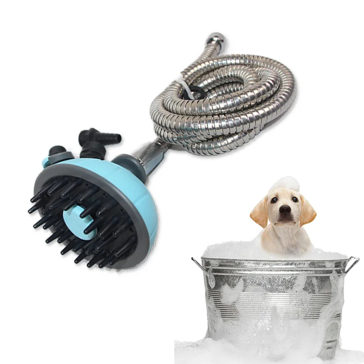 

Multifunction Pet Shower Handhold Sprayer Massage Brush Grooming Washer for Dog, Blue pink