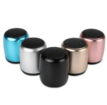 coin size metal aluminum remote shutter speaker bluetooths promotion mini speakers