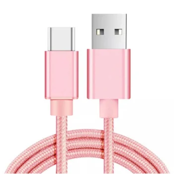 

high quality 1m Nylon mobile phone charging braided micro usb type c Data charger Cable for android for iphone, Black ,silver ,red,blue,pink,gold