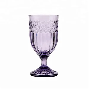 Image of HuiLong Vintage Colored Glass Goblets Stemware