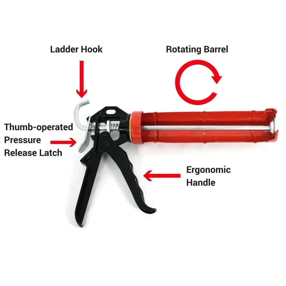 Professional Caulking Gun Ergonomic Handle And Thumb Pressure Release