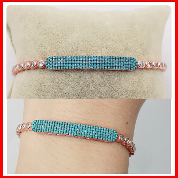 2017 925 sterling silver rose cz bead marble bead bracelet