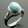 Amazing high quality Blue Dominican Larimar Sterling Silver Ring size adjustable