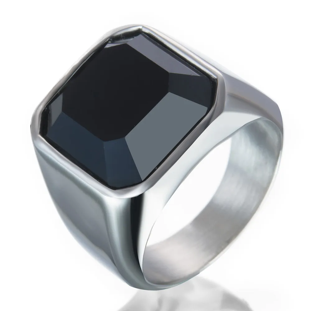 

Stainless Steel Men's Ring Black Shiny High Polished Jewelry Silver Color Ring