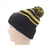Custom brief fashion knitted pompom cuffed adult beanie hat wholesale