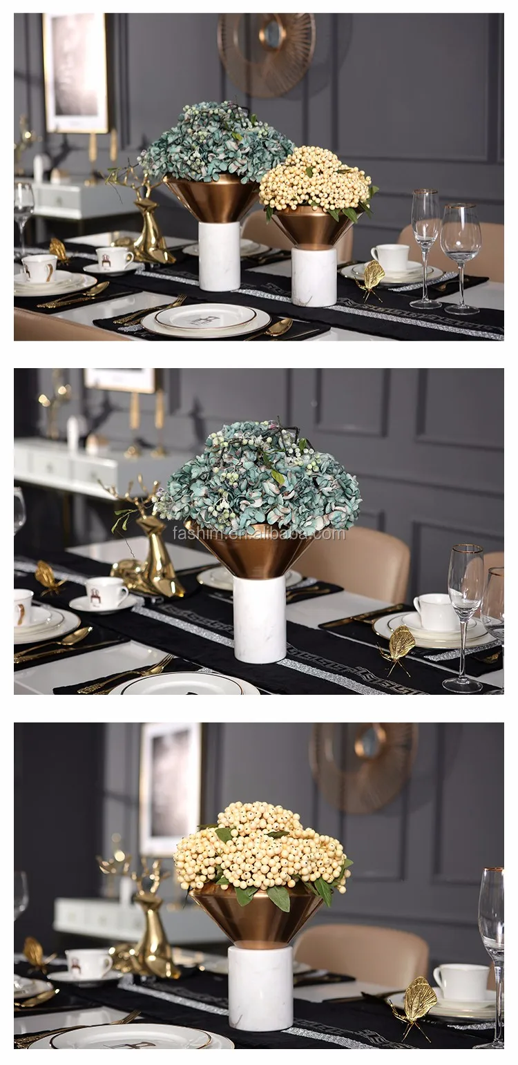 White Marble Antique Brass Flower Vases For Headstones Trumpetshaped