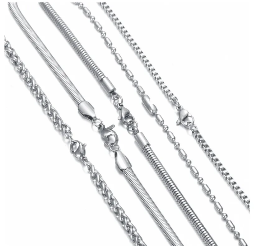 

316 Stainless steel chain fit for stainless steel charams mens chain jewelry, Silver/gold/black