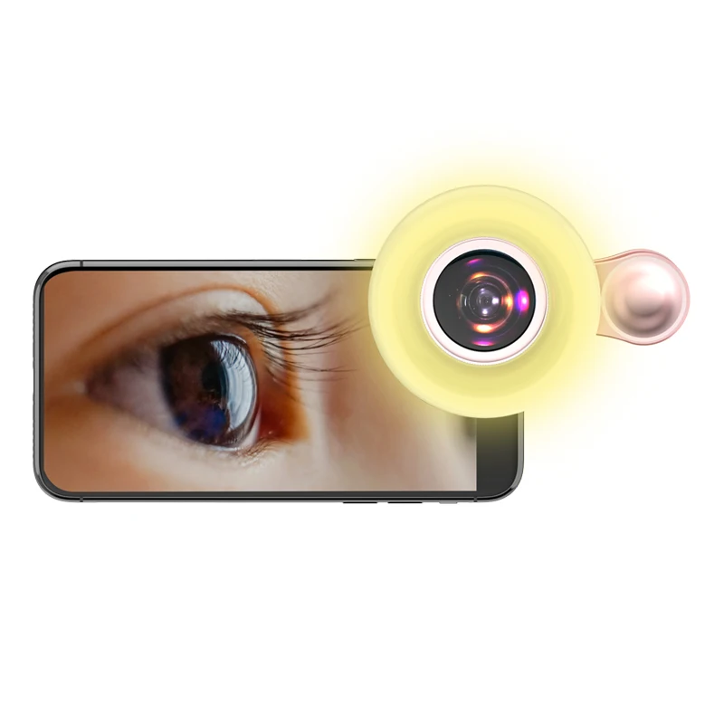 

2 In 1 Adjusted Ring Light Clip On Macro Lens For iPhone, Black/white/pink
