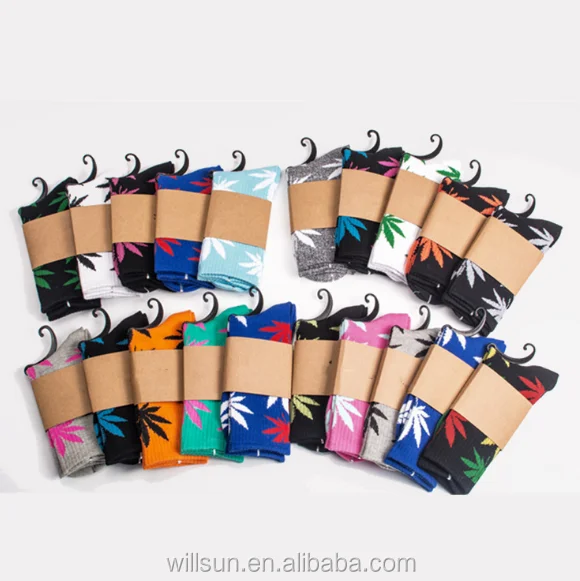 

Men Women wholesale Maple leaf stockings Weed Plantlife Hemp Skateboard hip-hop socks, As picture shown/32 colors