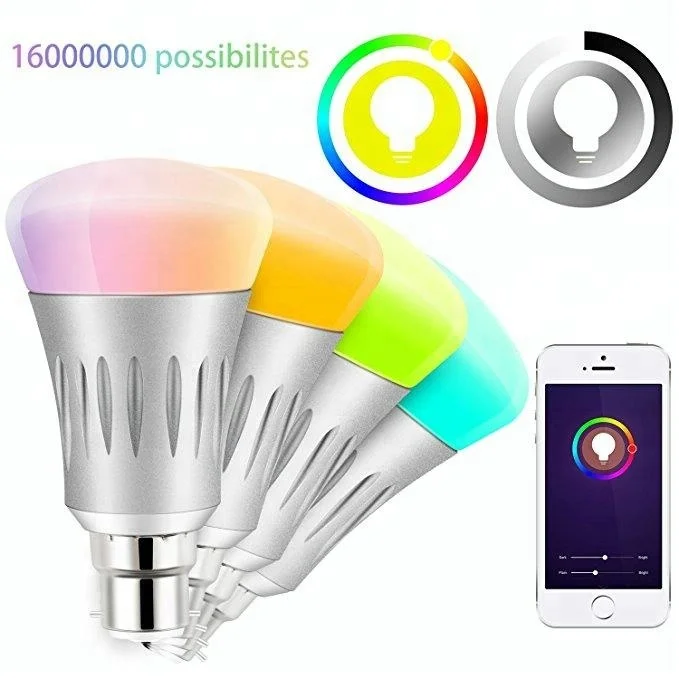 
New hot wifi smart home RGBW LED light bulb lamp App Alexa Google IFTTT remote voice control 6000K 7W B22 600lm India Tuya color 