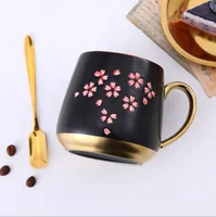 

New Creative Ceramic Cup Golden Edge Printed Mug